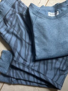 Karen Neuburger Blue Zebra Print Pajama Jogger Lounge Set Sweatshirt Womens S